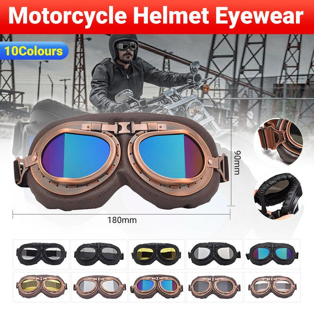 Vintage Pilot Motorcycle Racing Goggles Aviator Retro ATV UTV Dirt Bike Eyewear - Aimall
