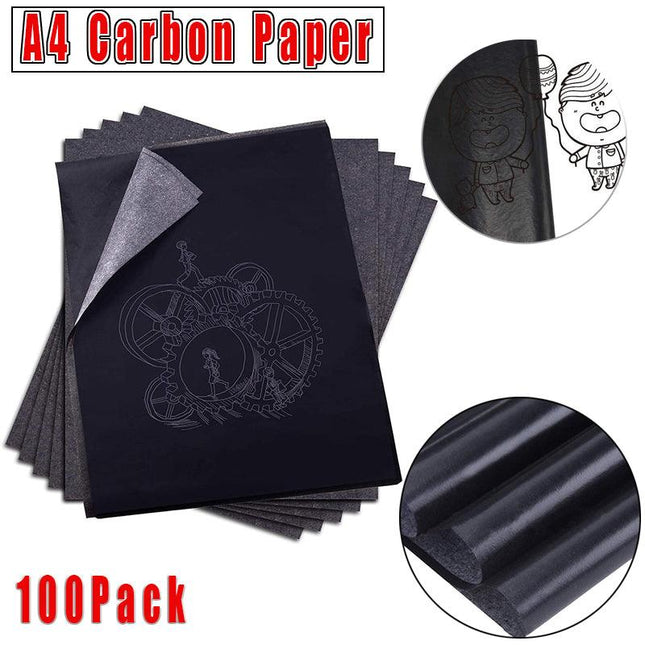 100x Sheets Carbon Paper Transfer Copy Graphite Tracing A4 Wood Canvas Art Black - Aimall