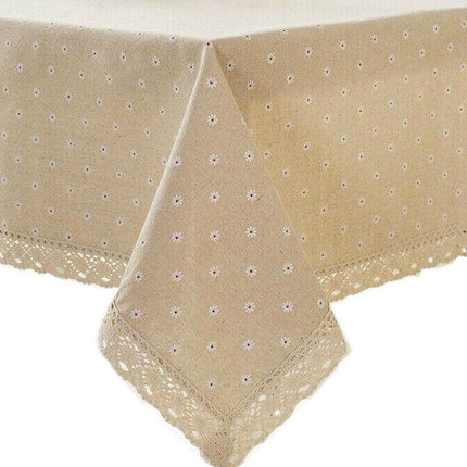 Rectangle Square Tablecloth Table Cover Flower Pattern Dining Table Cloth w/Lace - Aimall