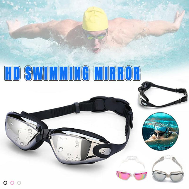 Adult Swimming Goggles Waterproof Anti-Fog Swim Glasses UV Shield Adjustable New - Aimall