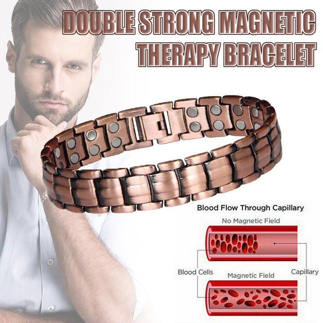 Antique copper Double Strong Magnetic Therapy Bracelet For Arthritis Pain Relief - Aimall