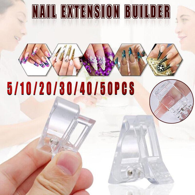 5-50PCS Nail Tips Clip Clamps for Poly Gel Quick Building Extension Builder Tool - Aimall