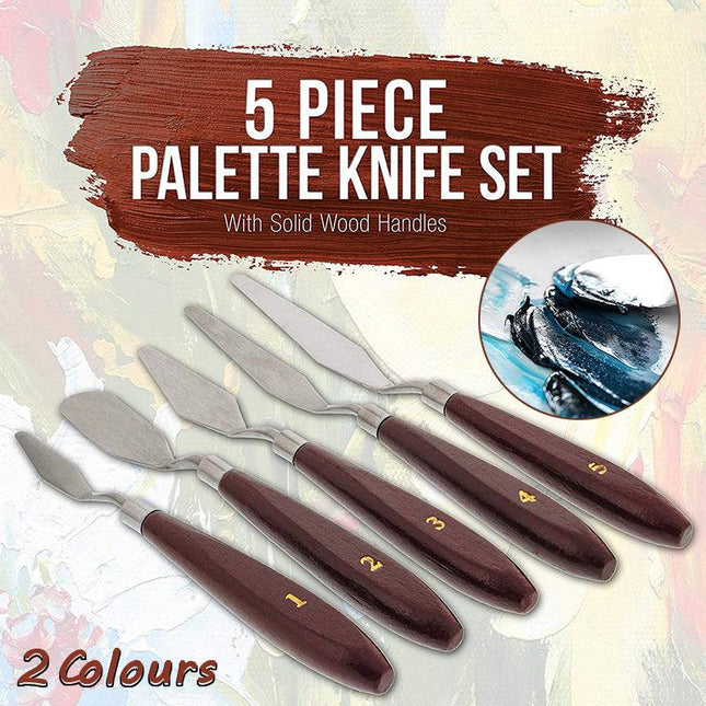 5Pcs Stainless Steel Artist Oil Painting Palette Knife Spatula Paint Tools Set - Aimall