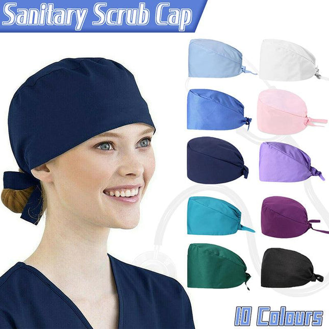 100% Cotton Surgical Scrub Cap Hat Unisex SurgeryTheatre Doctor Nurses Solid AU - Aimall