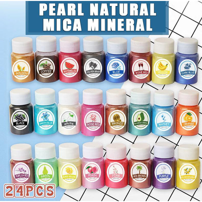 24 Colors Natural Mica Powder DIY Wax Candle Melts Bath Bombs Cosmetic Soap Dye - Aimall