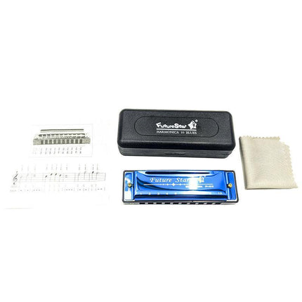 Harmonica 10 Holes Key of C Blue Blues Harp Stainless Steel Brass Harmonica AU - Aimall