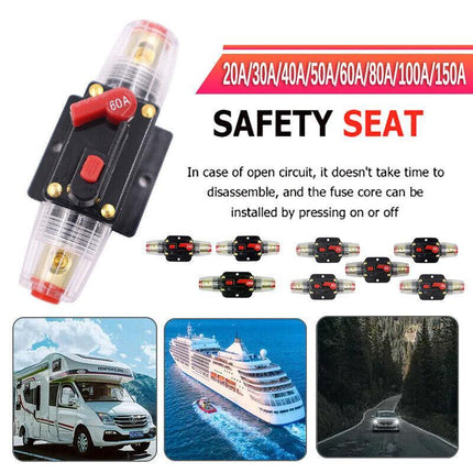 20-150AMP Circuit Breaker Dual Battery IP67 Waterproof Fuse Manual Reset 12V 24V - Aimall