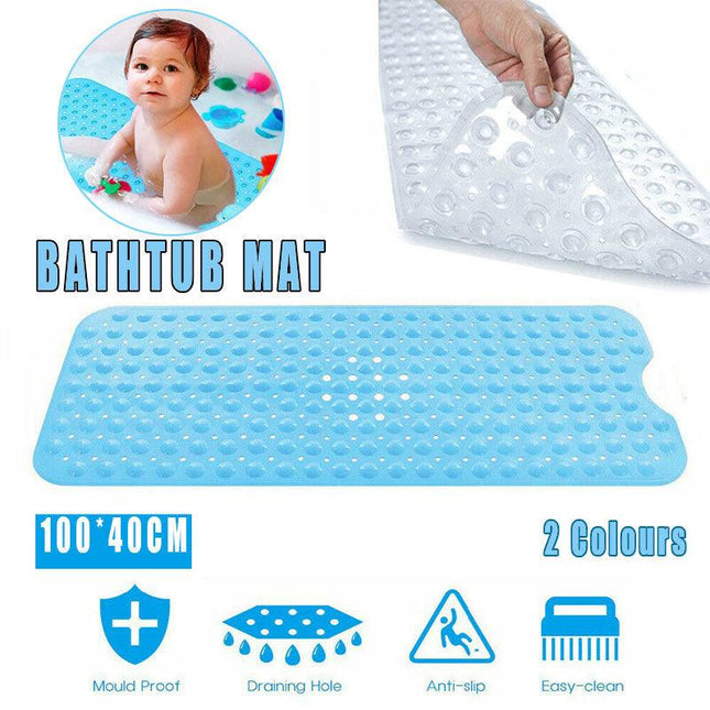 100x40cm Bath Shower Mat Extra Large Kid Anti Non Slip Rubber Sucker Bathtub AU - Aimall