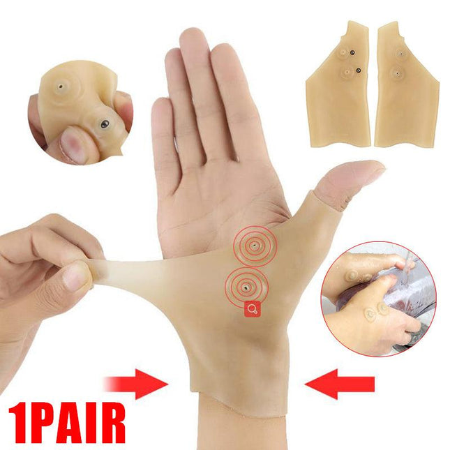 2x Gloves Gel Thumb Hand Wrist Support Arthritis Compression Brace Pain Relief - Aimall