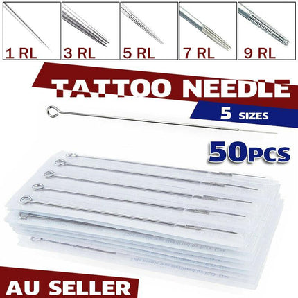 50PCS Disposable Tattoo Needles Round Liner 1RL 3RL 5RL 7RL 9RL Needles AU STOCK - Aimall