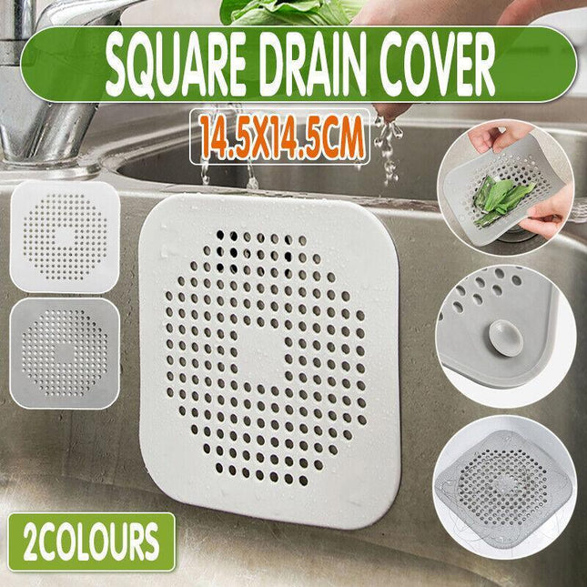 2X Square Drain Cover for Shower Drain Hair Catcher Flat Silicone Plug for Bath - Aimall
