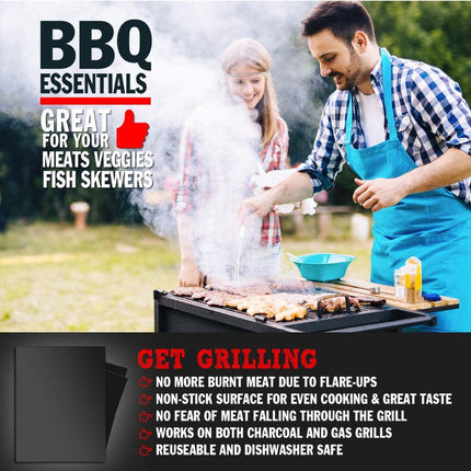Reusable BBQ Grill Mat Bake Sheet Resistant Teflon Meat Barbecue Non-Stick Party - Aimall