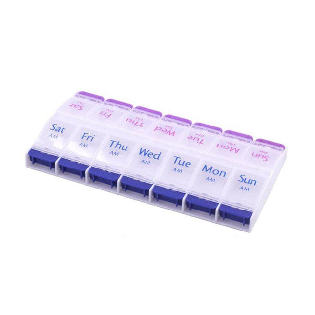 14 Slot 7 Day Pill Box Dispenser Medicine Organiser AM Case Medication AU Stock - Aimall