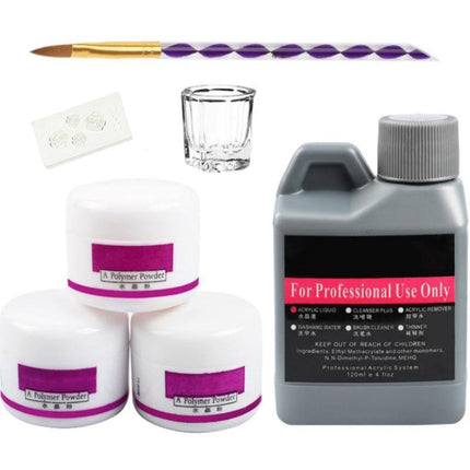 Acrylic Nail Art Starter Kit Clear White Pink Acrylic Powder 120ML Liquid Set AU - Aimall