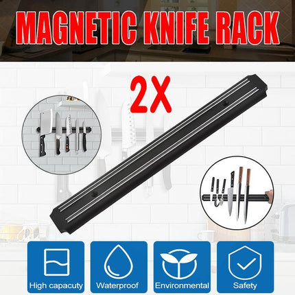 2X Magnetic Knife Rack Magnet Wall Mount Holder Strip Utensil Shelf Kitchen Tool - Aimall