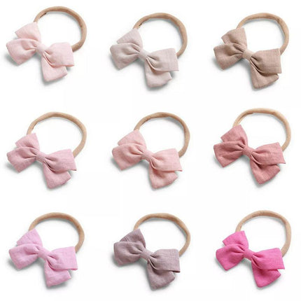 2 PCS Baby Girl Infant Toddler Linen Elastic Bow Hairband Headband Hair Clip AU - Aimall