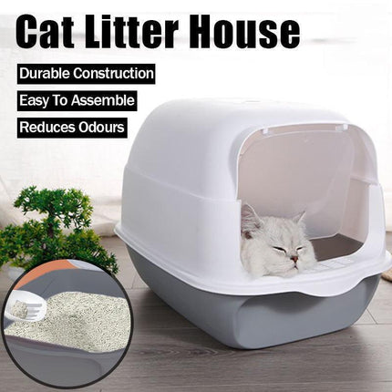 Paws & Claws Cat Litter House Box Toilet Tray Pad Scoop Door Durable Pet Kitten - Aimall