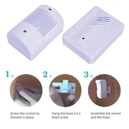 RESTAURANT SHOP DOOR ENTRY WIRELESS PIR MOTION SENSOR DOOR CHIME DOOR BELL ALARM - Aimall