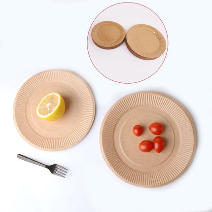 Disposable Brown Paper Plates Dinner Dessert Party Plate Eco-Friendly Bulk BuyAU - Aimall