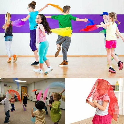 12pcs Gradient Juggling Silk Dance Magic Tricks Dancing Props Scarves Chiffon AU - Aimall