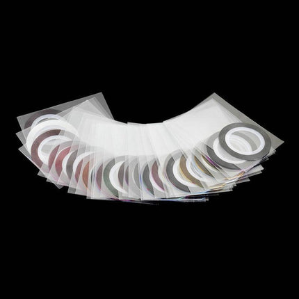 32PCS Nail Striping Tape Metallic Laser Line Sticker Rolls Manicure DIY Mixed AU - Aimall