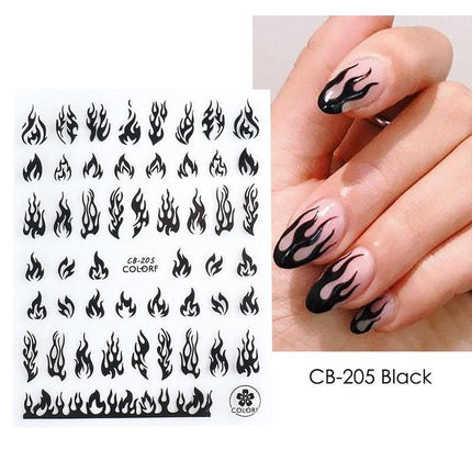 1PC NEW 3D Nail Art stickers Flames manicure decals nail accessory AU STOCK - Aimall