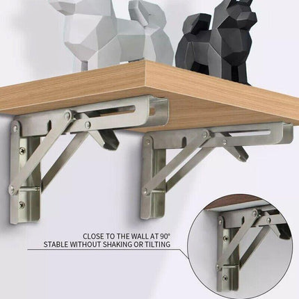 10-20" Stainless Steel Folding Table Bracket Shelf Bench 200kg Load Heavy Duty - Aimall