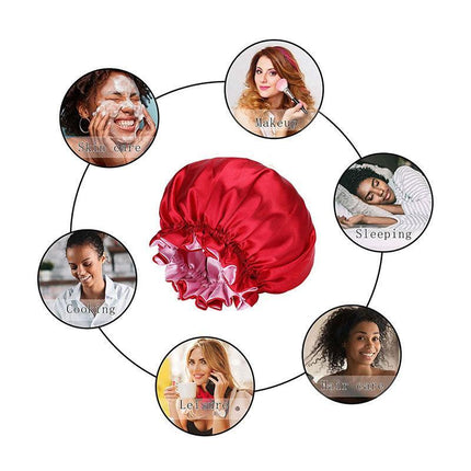 Women's Sleep Cap Elastic Satin Bonnet Wide Band Curly Hair Pure Sleeping Hat AU - Aimall