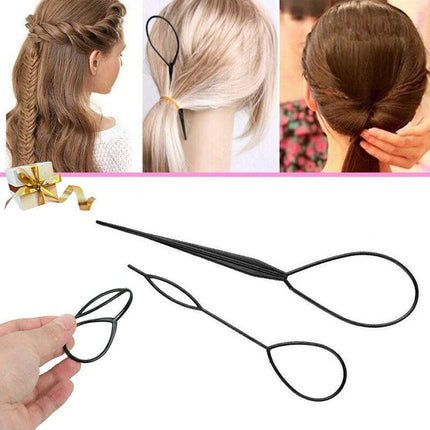 Hair Styling Tool 2PCS Set Topsy Tail Ponytail Maker Braid Ladies Girl Clip Loop - Aimall
