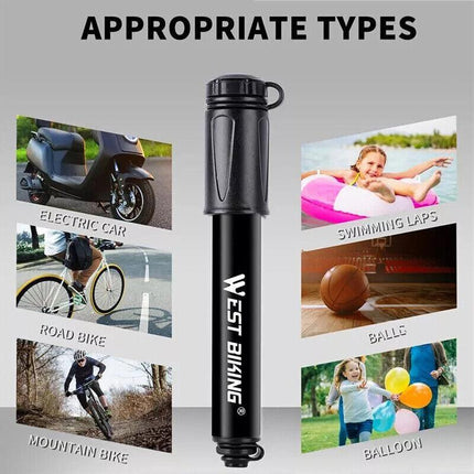 Aluminium MINI BICYCLE AIR PUMP Bike Hand Ball Inflator Portable Cycling Tyre AU - Aimall