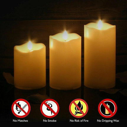 3X Flameless LED Candle WarmWhite Moving Dancing Wick Electic Candles Weding AU - Aimall