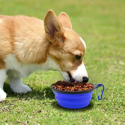 Portable Foldable Pet Bowl Collapsible Silicone Food Water Feeder Cat Dog Cat AU - Aimall