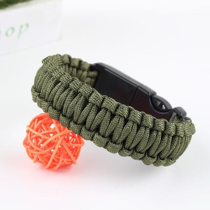 Outdoor Emergency 5 In 1 Survival Paracord Bracelet Flint Starter Whistle Compas Aimall