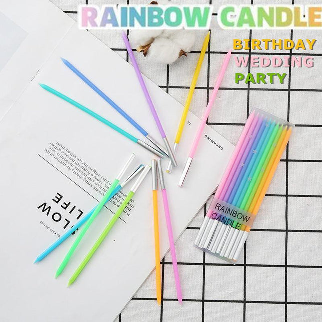 14CM Slim Colourful Candles Birthday Wedding Baby Cake Party 10PCS - Aimall