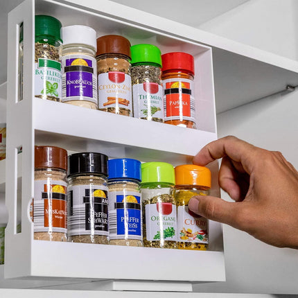 Slide Cabinet Organiser Rack Storage Pantry Kitchen Shelf Spice Jars Can Holder - Aimall