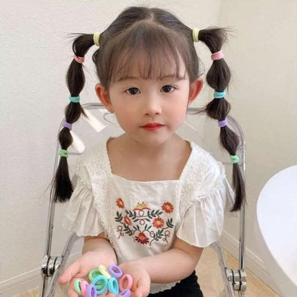 100x Hair Ties Elastic Band Snagless Ponytail Tie School Bubbles Various Colours - Aimall