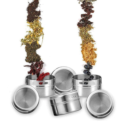 12PCS Kitchen Magnetic Spice Jars Pot Holders Storages Rack Herb Stainless Steel - Aimall