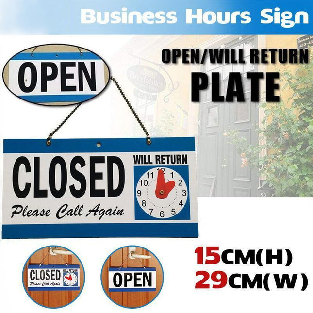 Open - Closed Will Return Sign Business Shop Door Restaurant Hand Crafted Clock - Aimall