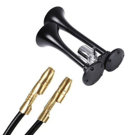 12/24V 600db Car Boat Truck Lorry Super Loud 2 Trumpet Air Horn Black AU Stock - Aimall