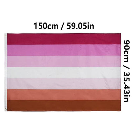 150x90CM Lesbian Flag Rainbow Pride LGBT Mardi Gras Party Outdoor Heavy Duty New - Aimall