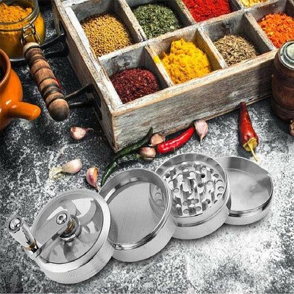 4-layer Smoke Grinder Aluminum Herb Grinders Hand Crank Herbal Tobacco Grinders - Aimall