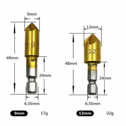 6X Chamfer Countersink Deburring Drill Bit 6Pcs Crosshole Cutting Metal Tools AU - Aimall