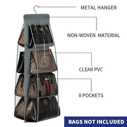 8 Pocket Double-sided Bag Handbag Storage Holder Hanging Organizer Shelf AU - Aimall