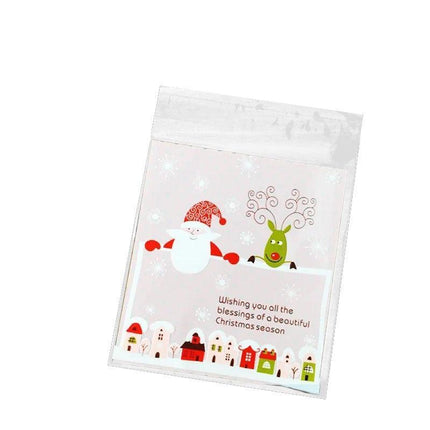100x Christmas Cellophane Bag Party Favour Cookie Sweet Candy Biscuit Gift Bags - Aimall
