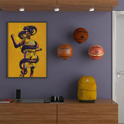 Wall Mounted Ball Rack Holder Basketball Football Hoop Display Save Space Stand - Aimall