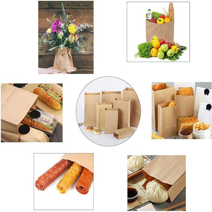 Brown Kraft Paper Bags Take Away Food Lolly Grocery Buffet Craft Gift Market Bag - Aimall