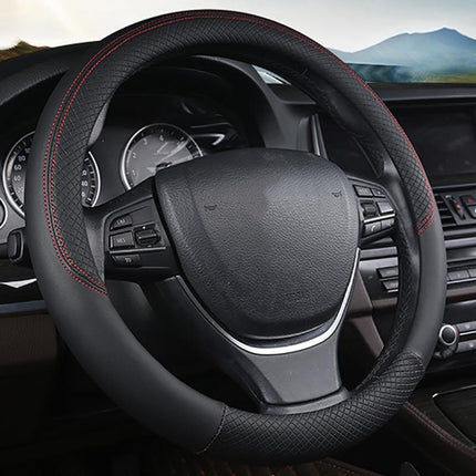 Breathable Car Steering Wheel Black Cover PU Leather Anti-slip Interiors 15'' AU - Aimall
