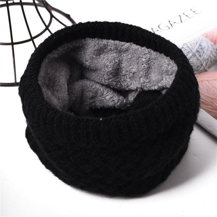 Neck Warmer Tube Winter Knitted Scarf Thermal Fleece Thicken Chunky Unisex Snood - Aimall
