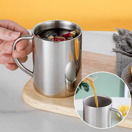 2PCS 380ML Stainless Steel Double Wall Cup Mugs Drinking Coffee Camping Travel - Aimall