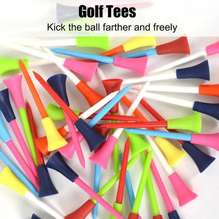 100Pack 83mm Golf Tees Multi Color Plastic With Rubber Cushion AU - Aimall